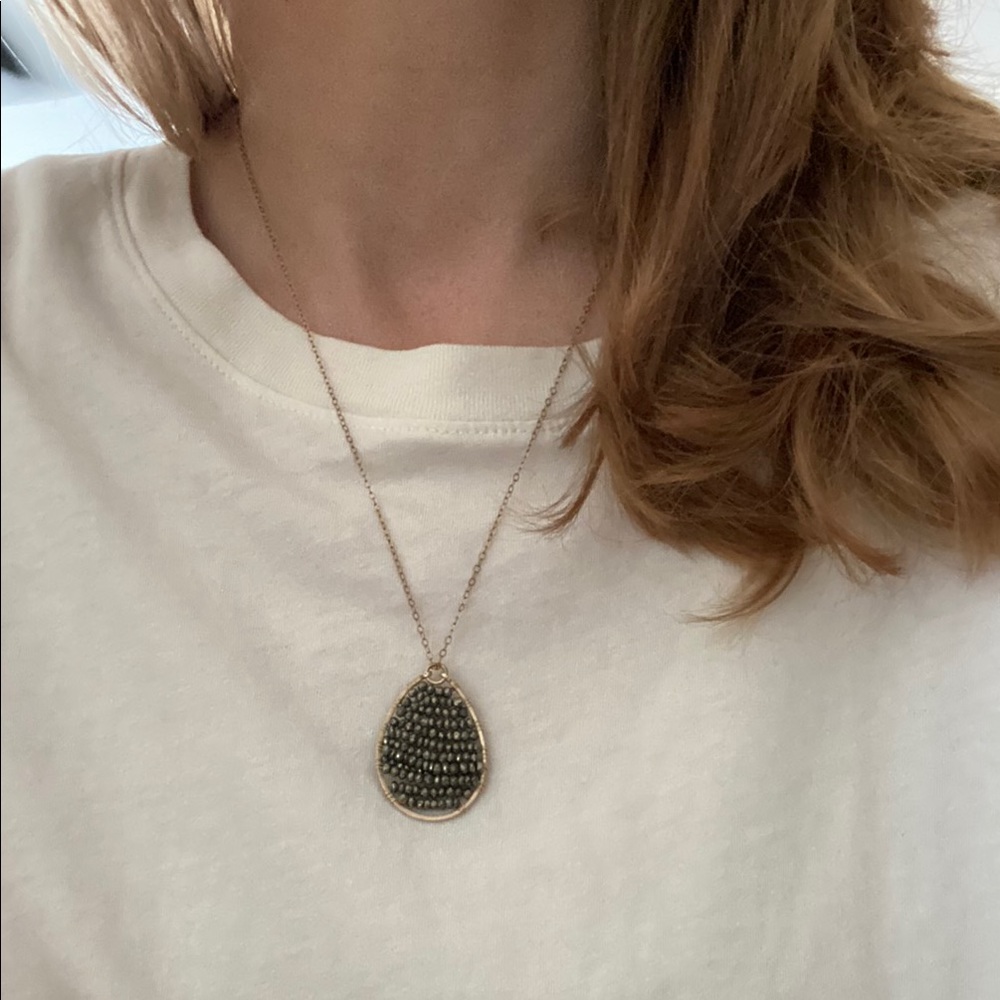 Pyrite Beaded Pendant Necklace